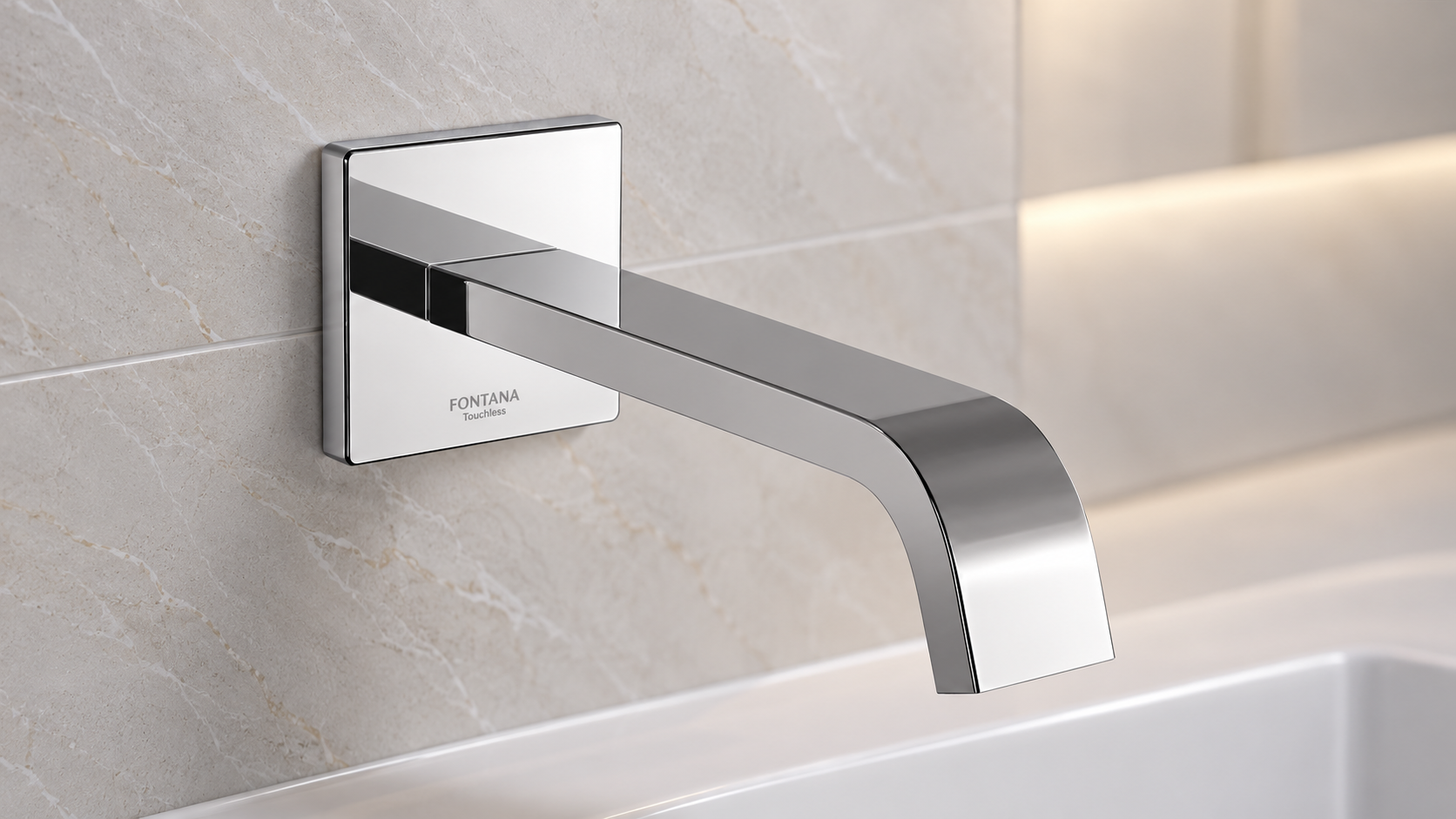 Fontana XT5 commercial chrome wall-mounted infrared sensor faucet detail